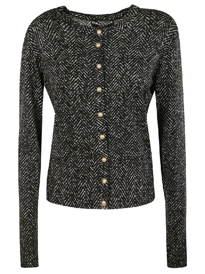 Shop Dolce & Gabbana Tweed Button Jacket In Multicolor