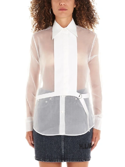 Shop Helmut Lang Detachable Bib Shirt In White