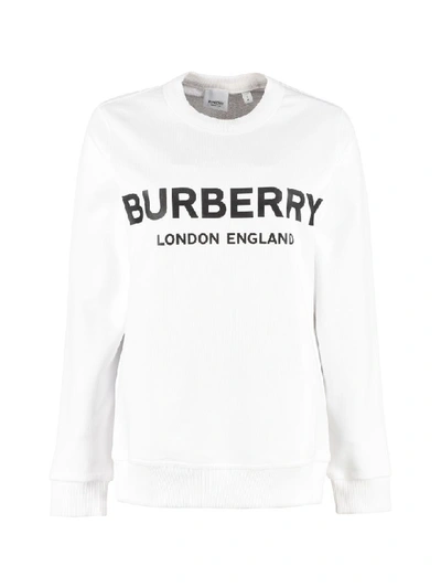 Shop Burberry Cotton Sweatshirt With Logo In White