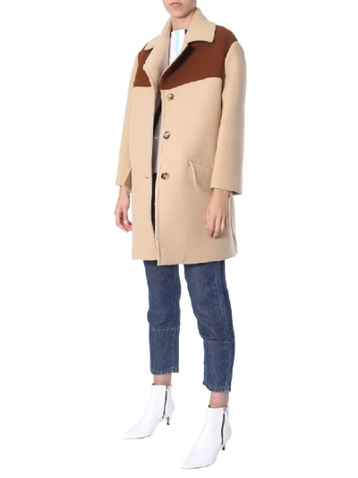 Shop Marni Two-colored Coat In Beige