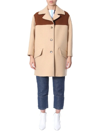 Shop Marni Two-colored Coat In Beige