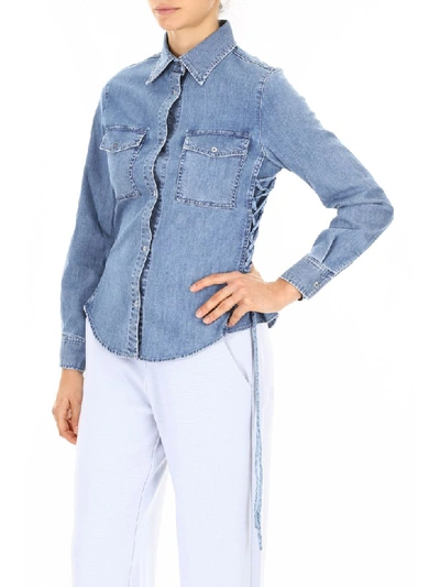 Shop Stella Mccartney Washed Denim Shirt In Light Blue (blue)