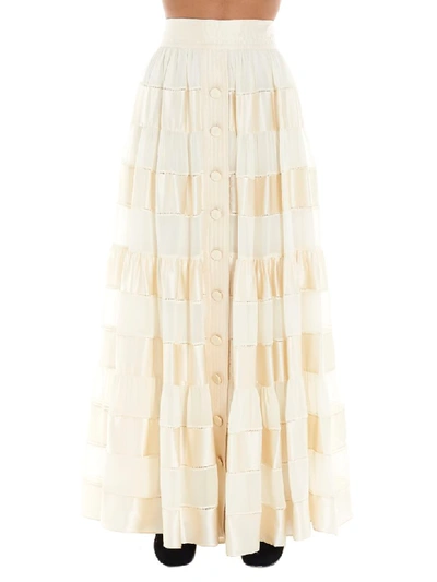 Shop Zimmermann Sabotage Ribbon Stripe Skirt In Beige