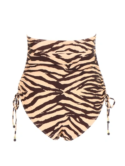 Shop Zimmermann Ruched Swimsuit In Zebra (beige)