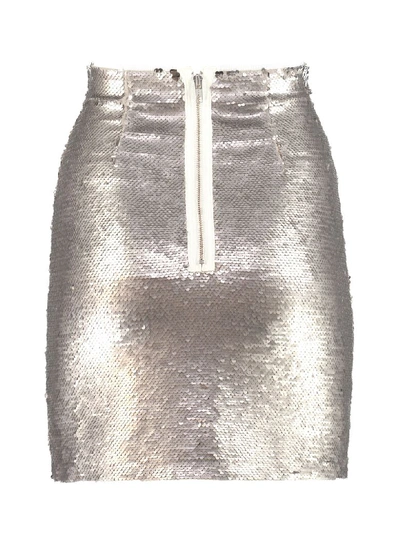 Shop Pinko Listare Sequin Mini Skirt In Silver