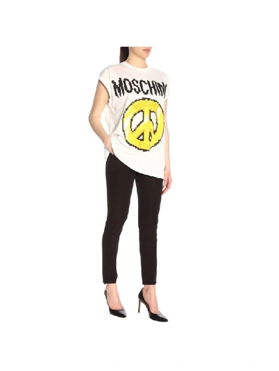Shop Moschino Capsule Collection Pixel T-shirt In Pure Cotton With Logo In White