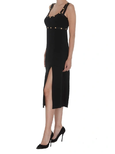 Shop Versace Medusa Detail Buttons Cocktail Dress In Black