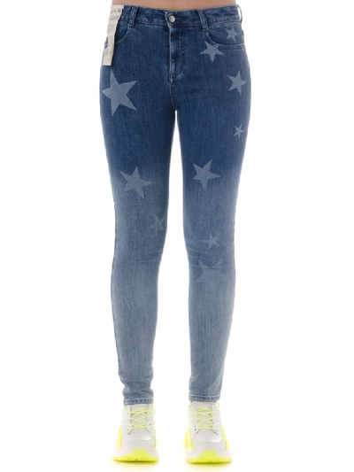 Shop Stella Mccartney Denim Cotton Skinny Jeans With Stars In Blue