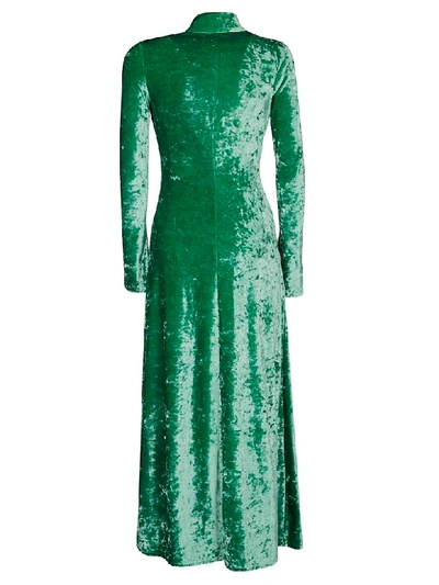 Shop Attico Buckled Neck Dress In Emerald