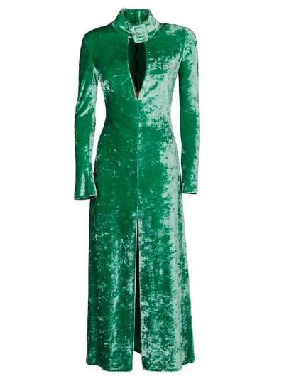 Shop Attico Buckled Neck Dress In Emerald