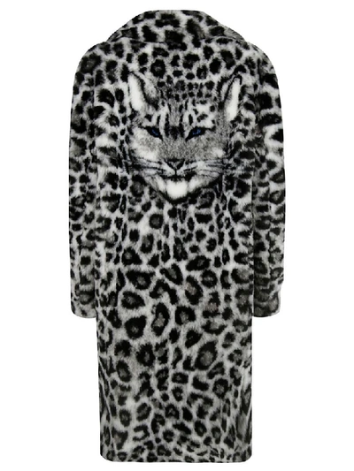 Shop Alberta Ferretti Fur Trimmed Coat In Black/white