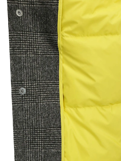 Shop Ienki Ienki Coat In Woolmark Grey Check/yellow