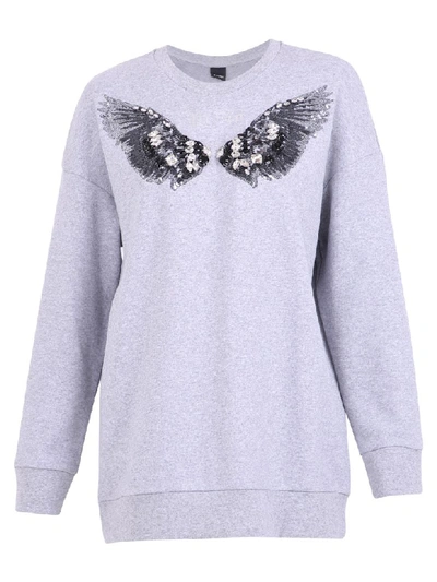 Shop Pinko Sequinned Sweatshirt In Grey