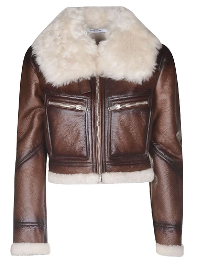 Shop Givenchy Shearling Jacket In Brown/white