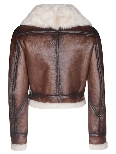 Shop Givenchy Shearling Jacket In Brown/white
