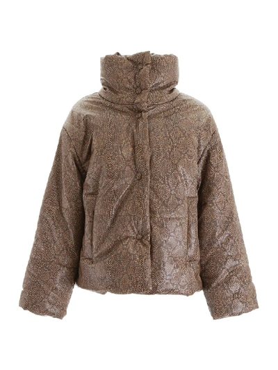 Shop Nanushka Faux Leather Jacket In Brown (brown)
