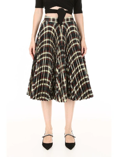 Shop Calvin Klein Pleated Check Skirt In Marrone Chiaro Pastello (green)