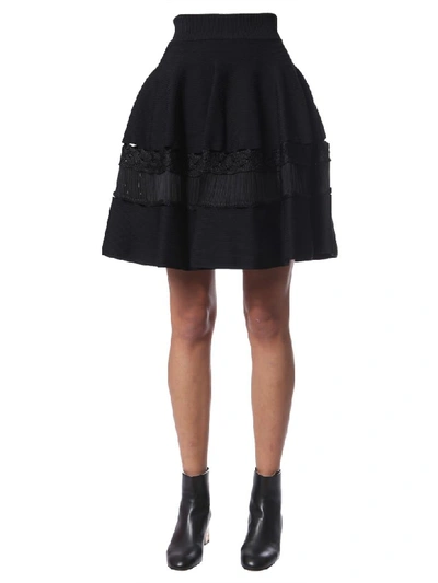 Shop Alexander Mcqueen Knitted Skirt In Nero