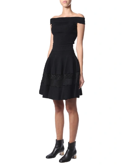 Shop Alexander Mcqueen Knitted Skirt In Nero