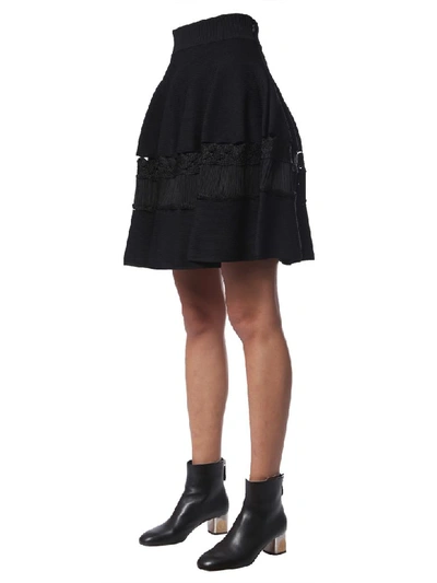 Shop Alexander Mcqueen Knitted Skirt In Nero