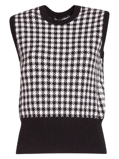 Shop Dolce & Gabbana Black And White Checked Vests