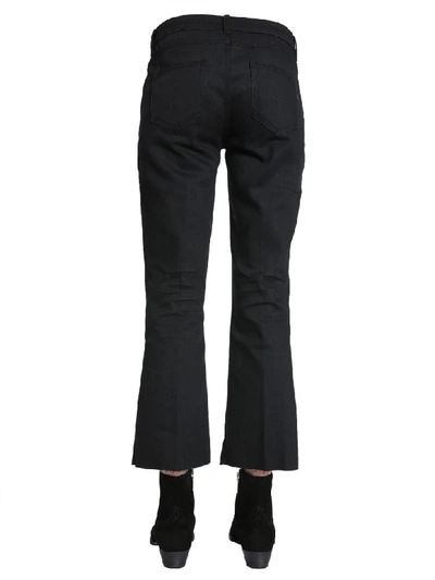 Shop Saint Laurent Cropped Raw Edge Jeans In Nero