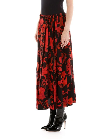 Shop Valentino Pleated Overdyed Skirt In Nero Rosso (red)