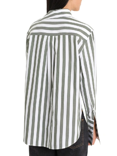 Shop Monse Striped Shirt With Buttons On Sleeves In Bianco