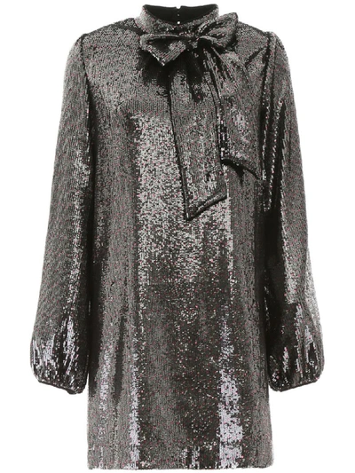 Shop N°21 Sequins Mini Dress In Metallico Grigio Rosa (silver)