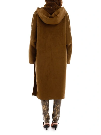 Shop Mes Demoiselles Faux Shearling Coat In Khaki (brown)