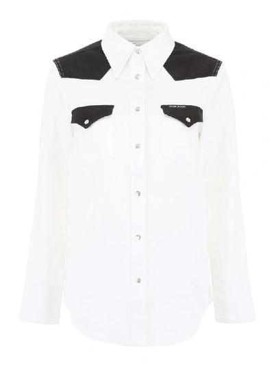 Shop Calvin Klein Jeans Est.1978 Bicolor Cotton Shirt In White Black (white)