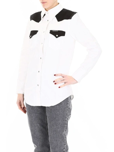 Shop Calvin Klein Jeans Est.1978 Bicolor Cotton Shirt In White Black (white)