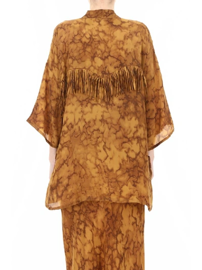 Shop Mes Demoiselles Fringed Machistador Jacket In Ocre (beige)