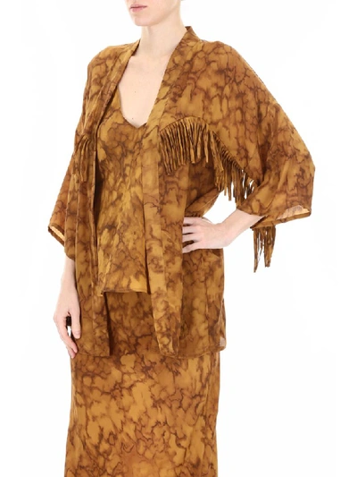 Shop Mes Demoiselles Fringed Machistador Jacket In Ocre (beige)