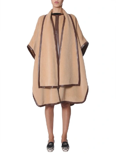 Shop Alberta Ferretti Combed Wool Cape In Beige