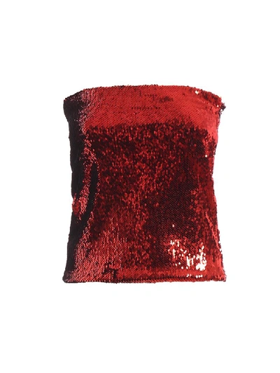 Shop Alexandre Vauthier Red Sequined Mini Skirt In Scarlet