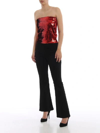 Shop Alexandre Vauthier Red Sequined Mini Skirt In Scarlet