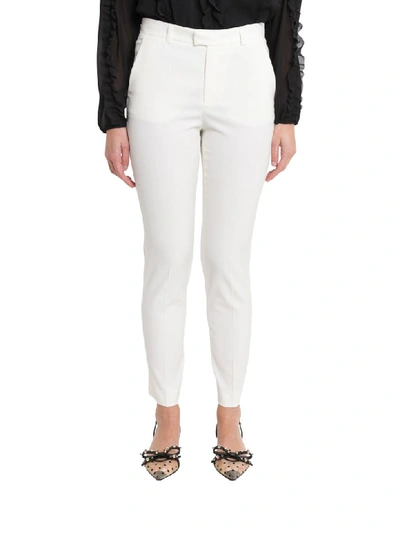 Shop Red Valentino Gabardine Trousers In Bianco