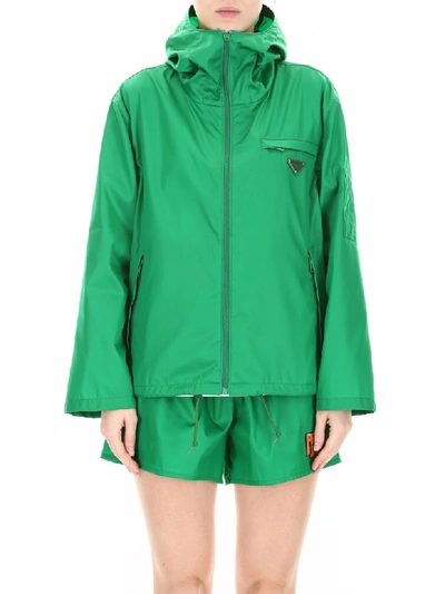 Shop Prada Nylon Jacket In Smeraldo (green)