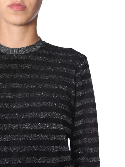 Shop Saint Laurent Striped Sweater In Nero