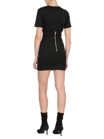 Shop Balmain Buttoned Skirt In Noir
