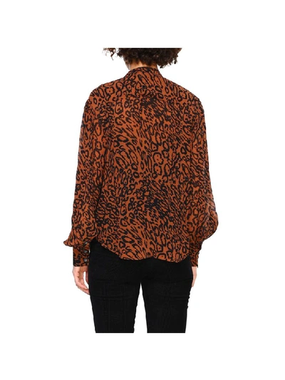 Shop Calvin Klein Shirt Leopard Print Silk In Rust