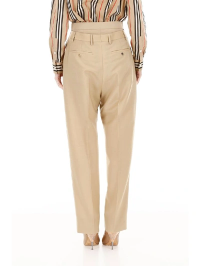 Shop Burberry Double Waist Trousers In Honey (beige)