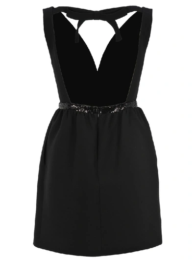 Shop Miu Miu Sequin-embellished Belted Mini Dress In Black