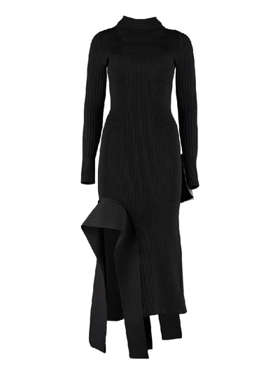 Shop Off-white Knitted Long Dress In Black