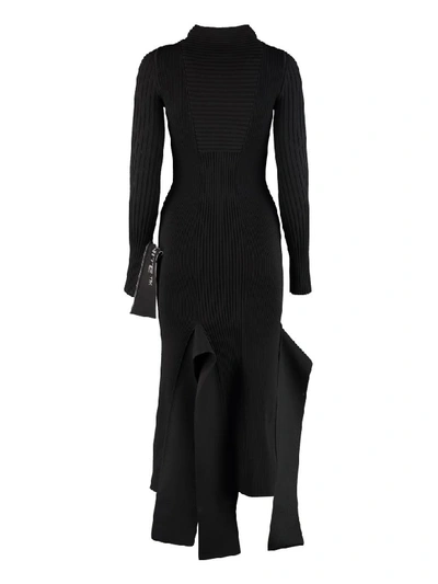 Shop Off-white Knitted Long Dress In Black