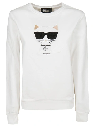 Shop Karl Lagerfeld Ironik Choupette Sweatshirt In White