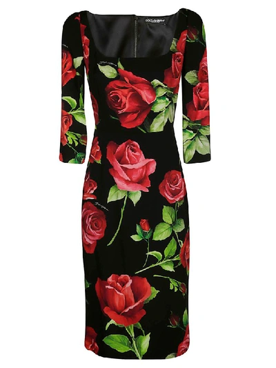 Shop Dolce & Gabbana Portofino Print Dress In Black Red