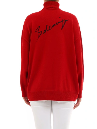 Shop Balenciaga Cashmere Sweater Signature In Red