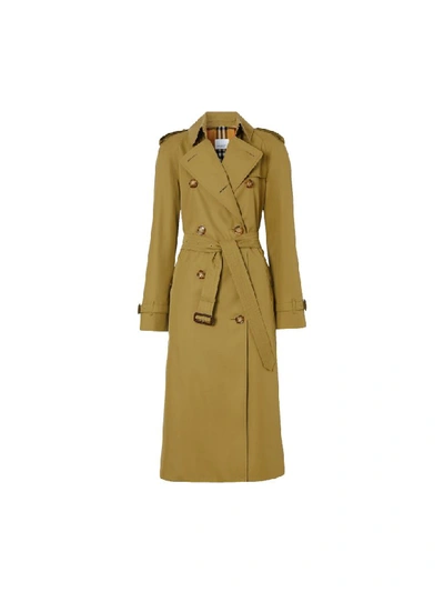Shop Burberry Waterloo Trench Coat With Details On The Sleeves In Rich Olive